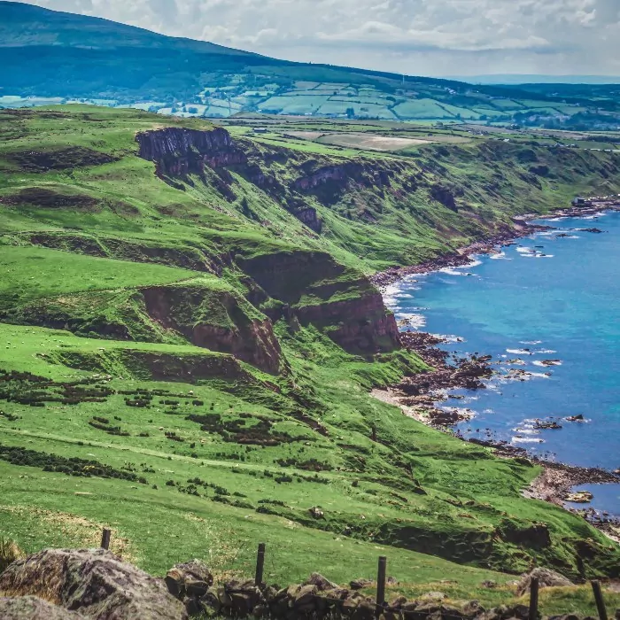 Grass covered cliffs in Ireland