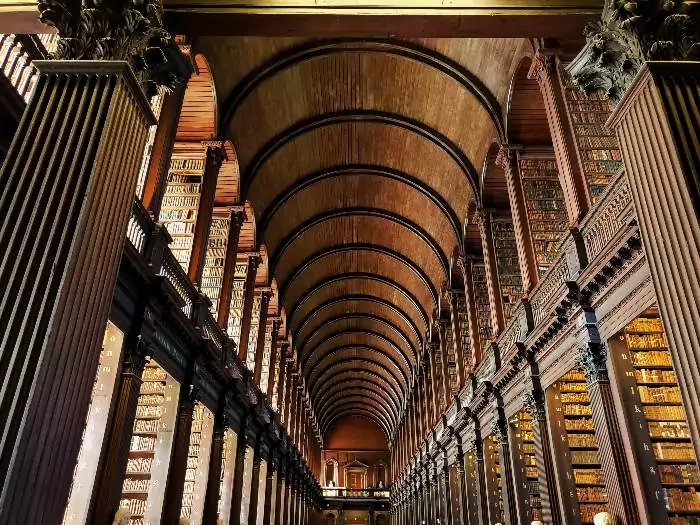 A two storied library at Trinity College in Dublin