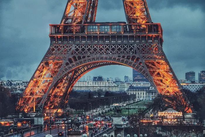 The Eiffel Tower at dusk