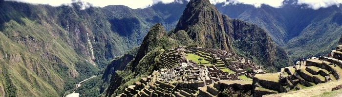 The Machu Picchu ruins in Peru