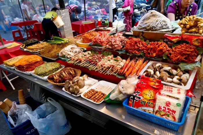 A buffet of Korean food