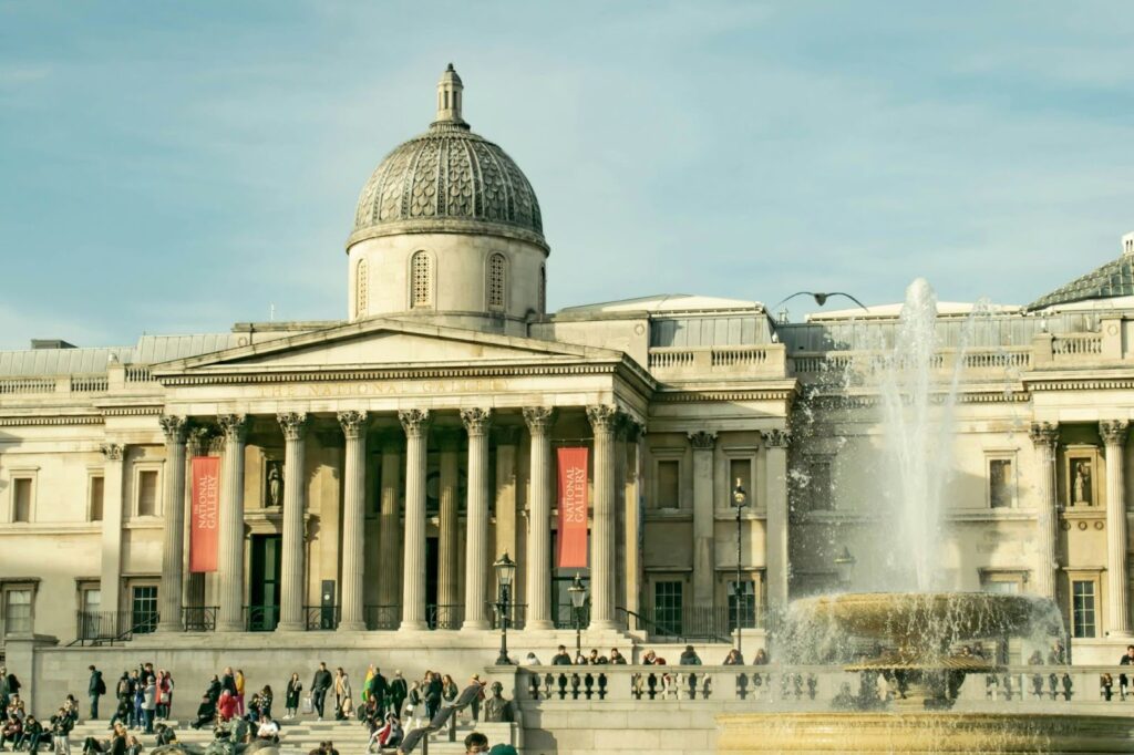 Landscape view of the National Gallery in London