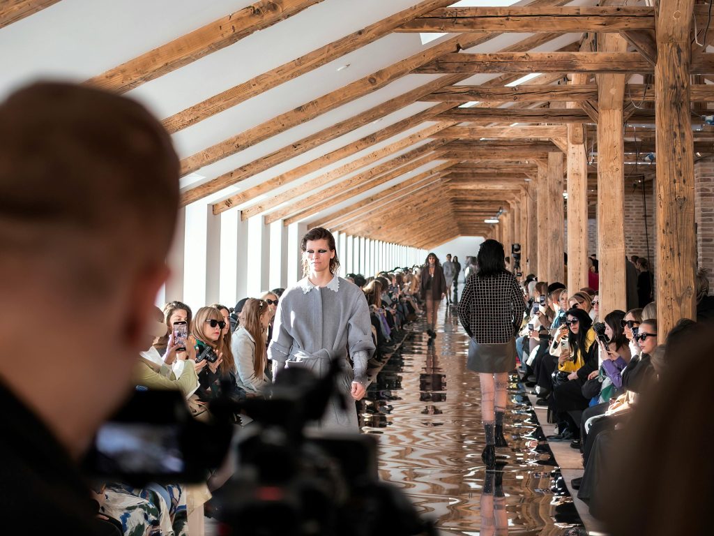 New York Fashion Week runway show attended by fashion students